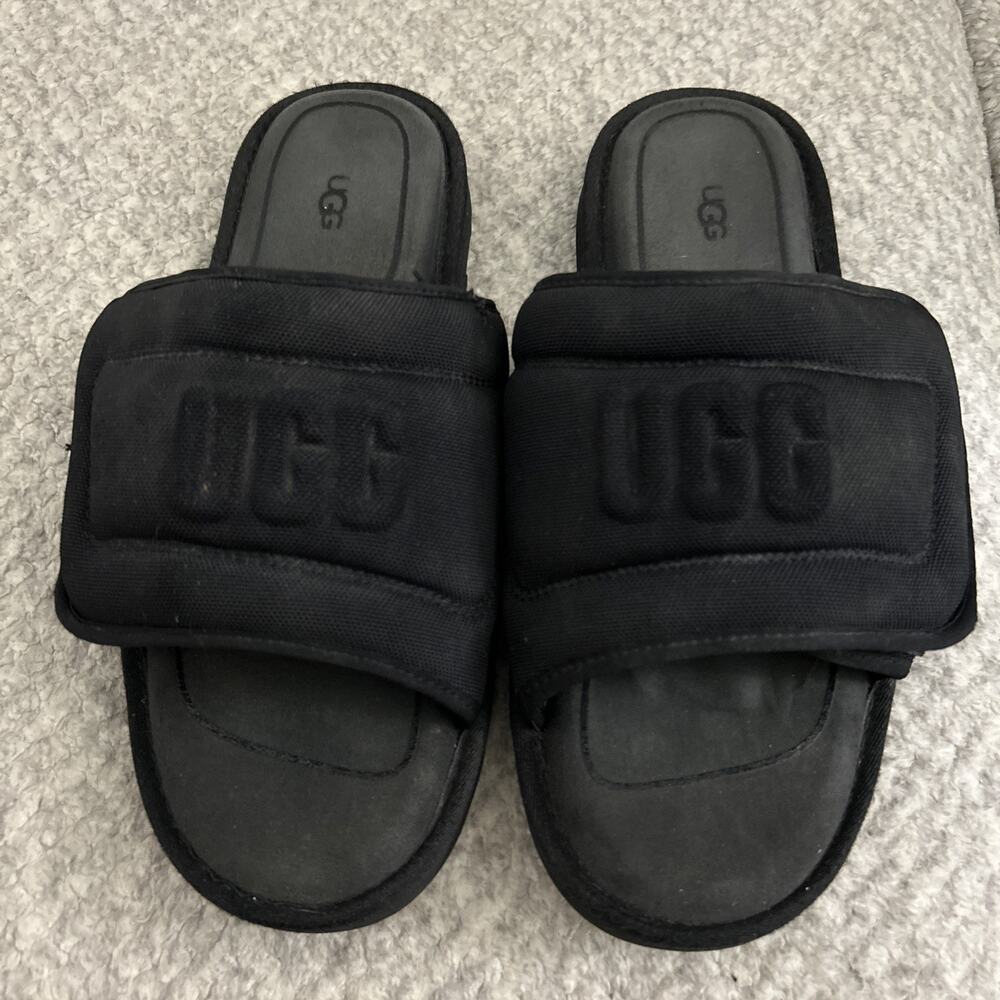 UGG Maxi Graphic Slide Womenβs Size 10 Black Hook & Loop Cushion